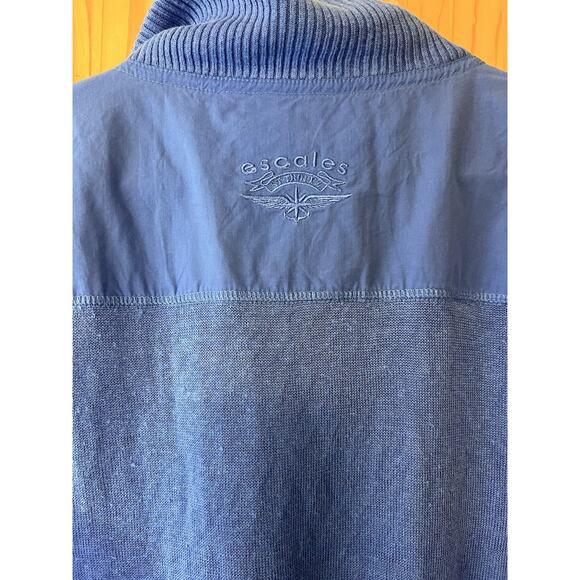 Escales Paris 100% Linen 1/4 Zip Sweater Blue Men's Limited Edition Size L - Picture 4 of 9